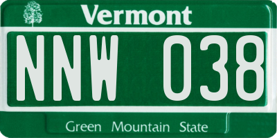 VT license plate NNW038