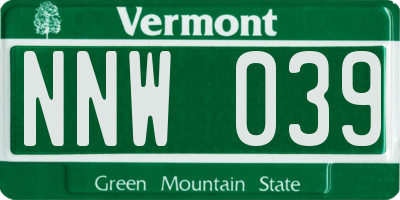 VT license plate NNW039