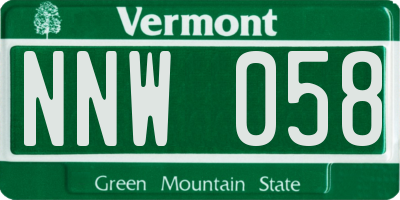 VT license plate NNW058