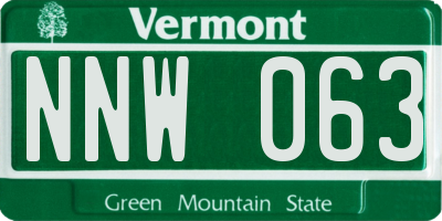 VT license plate NNW063