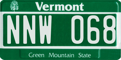 VT license plate NNW068