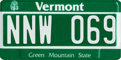 VT license plate NNW069