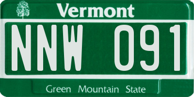 VT license plate NNW091