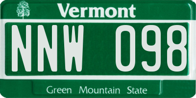 VT license plate NNW098