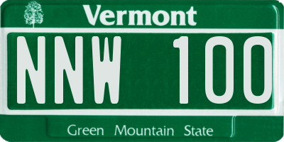 VT license plate NNW100