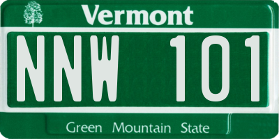 VT license plate NNW101