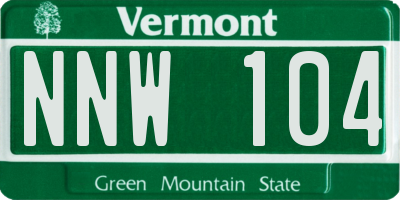 VT license plate NNW104