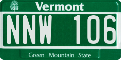 VT license plate NNW106