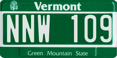 VT license plate NNW109