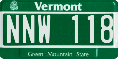VT license plate NNW118