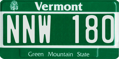 VT license plate NNW180