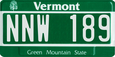 VT license plate NNW189