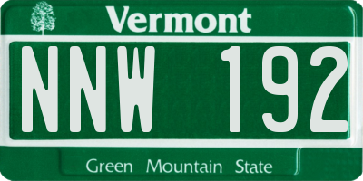 VT license plate NNW192