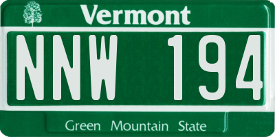VT license plate NNW194