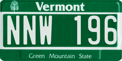 VT license plate NNW196