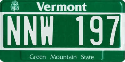 VT license plate NNW197