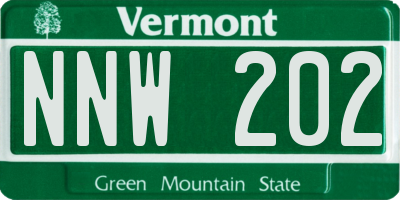 VT license plate NNW202