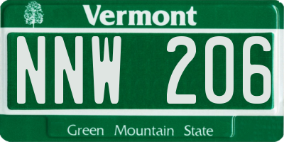 VT license plate NNW206