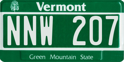 VT license plate NNW207