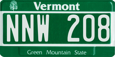 VT license plate NNW208