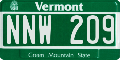 VT license plate NNW209