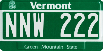 VT license plate NNW222