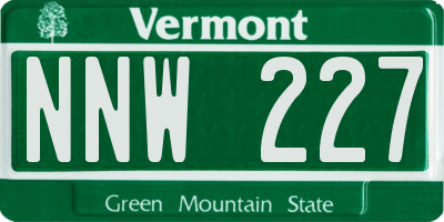 VT license plate NNW227