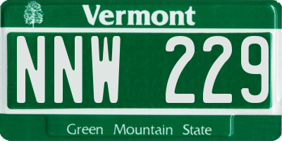 VT license plate NNW229