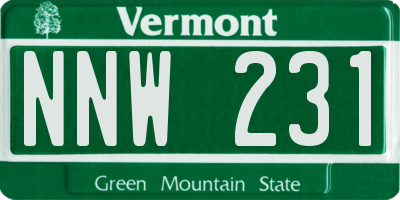 VT license plate NNW231