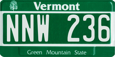 VT license plate NNW236