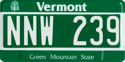 VT license plate NNW239