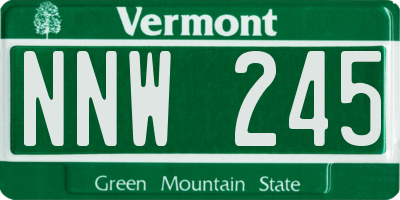 VT license plate NNW245