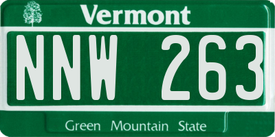 VT license plate NNW263
