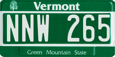 VT license plate NNW265