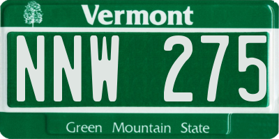 VT license plate NNW275