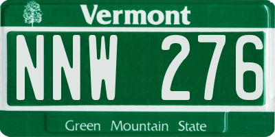 VT license plate NNW276
