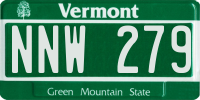 VT license plate NNW279