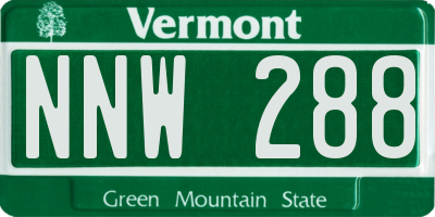 VT license plate NNW288