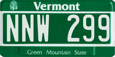 VT license plate NNW299
