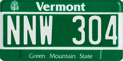 VT license plate NNW304