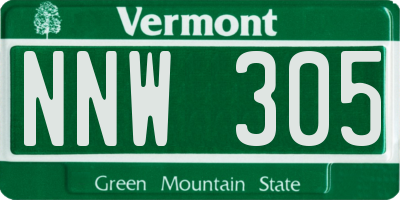 VT license plate NNW305