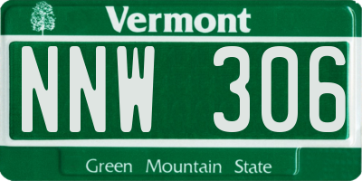 VT license plate NNW306