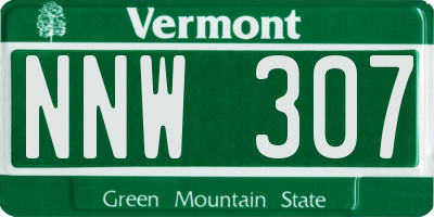 VT license plate NNW307