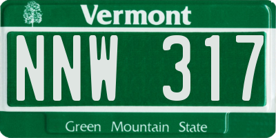 VT license plate NNW317