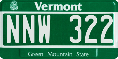 VT license plate NNW322