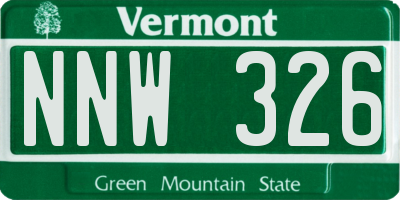 VT license plate NNW326