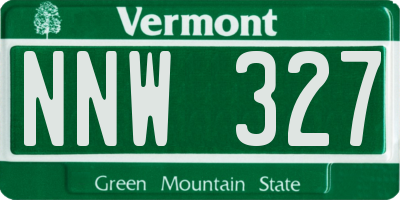 VT license plate NNW327