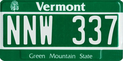 VT license plate NNW337