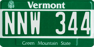 VT license plate NNW344