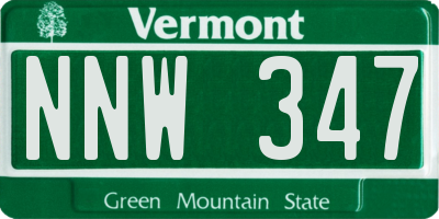 VT license plate NNW347